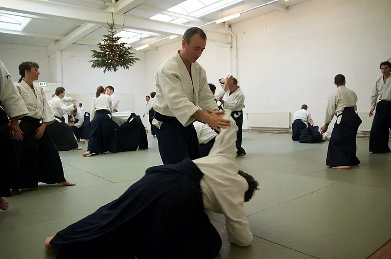 Aikido master executing a throw