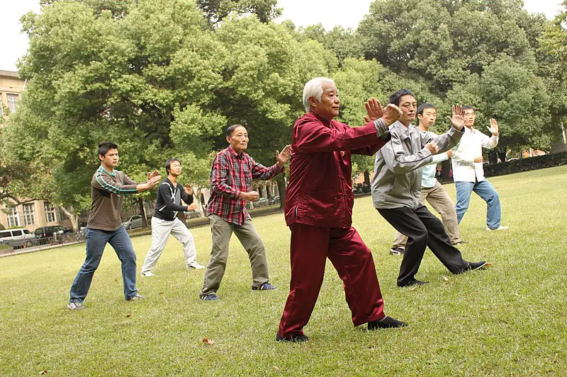 Tai Chi group training martial arts without striking