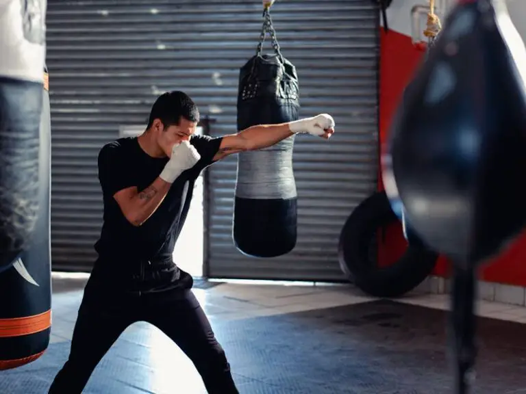 A boxer throwing a jab