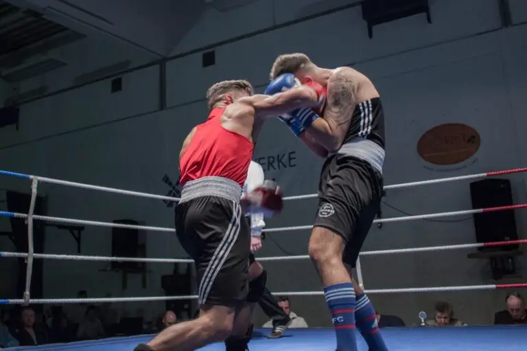 Boxer landingn a punch in a match