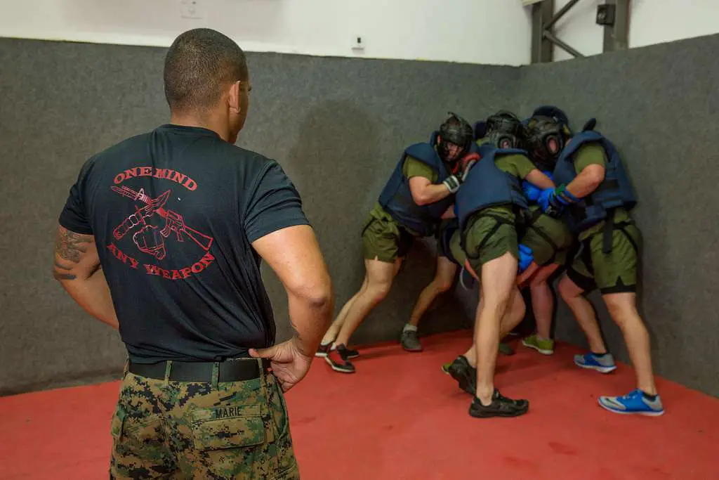 Krav maga training against multiple attackers